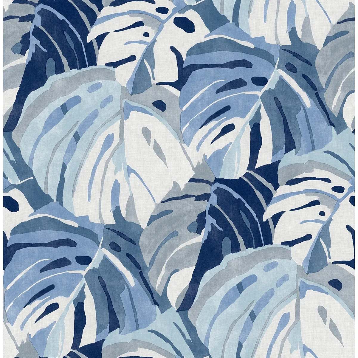 A-Street Prints Samara Blue Monstera Leaf Wallpaper - SKU 2969-26007