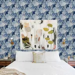 A-Street Prints Samara Blue Monstera Leaf Wallpaper - SKU 2969-26007