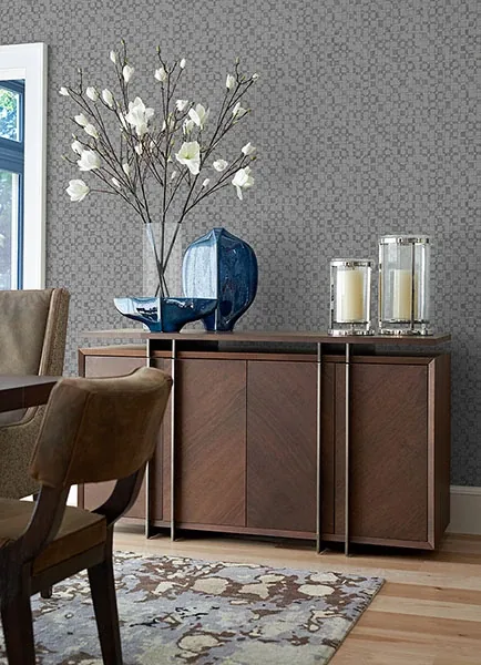 A-Street Prints Sarni Silver Grid Wallpaper - SKU 2976-86531