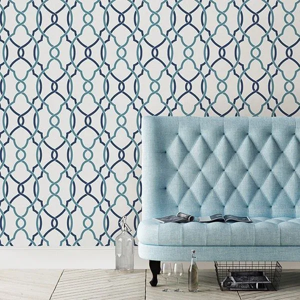 A-Street Prints Sausalito Navy Lattice Wallpaper - SKU 2697-22627