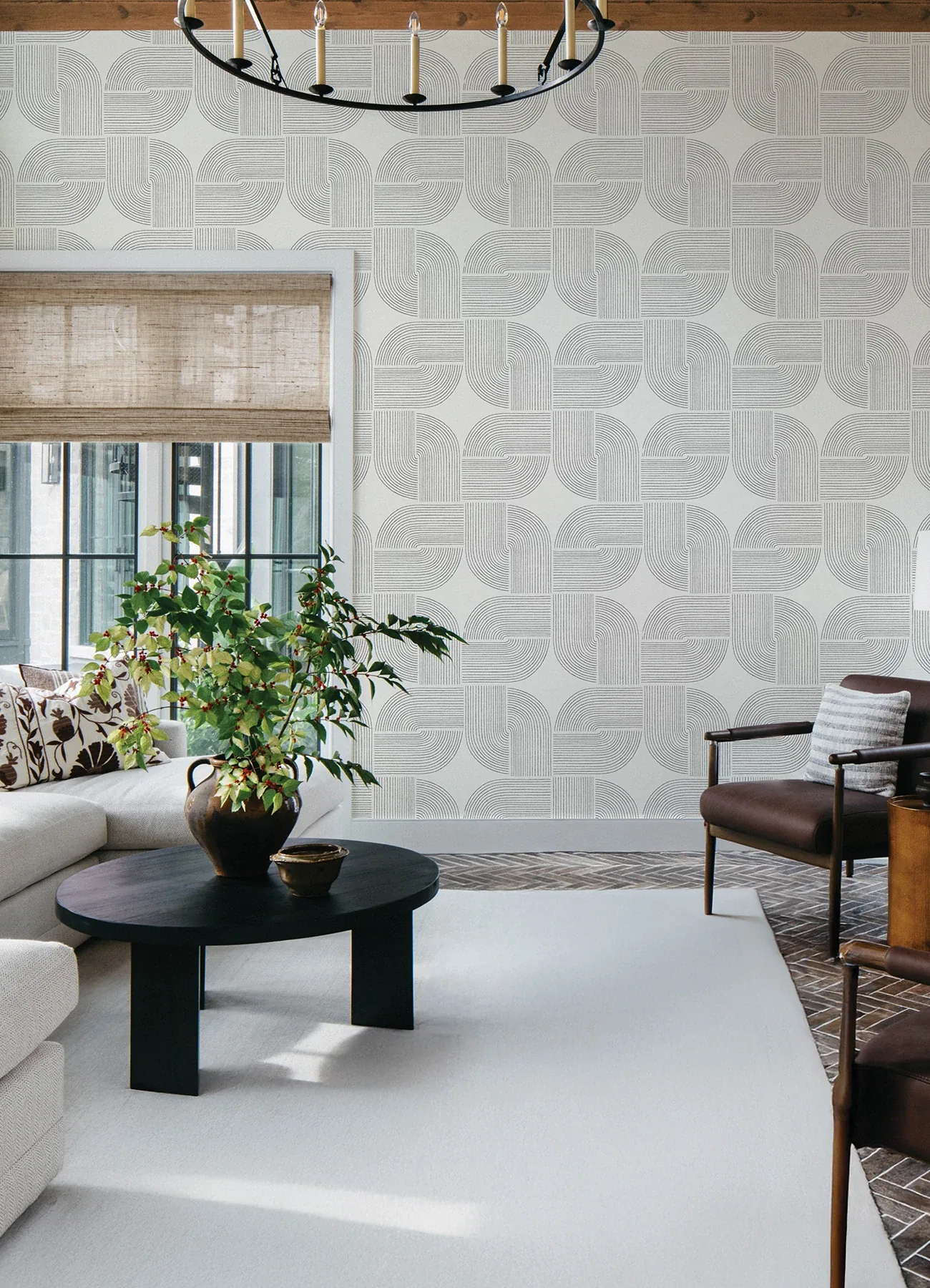A-Street Prints Savoye Black Spiral Arches Wallpaper - SKU 4177-27725