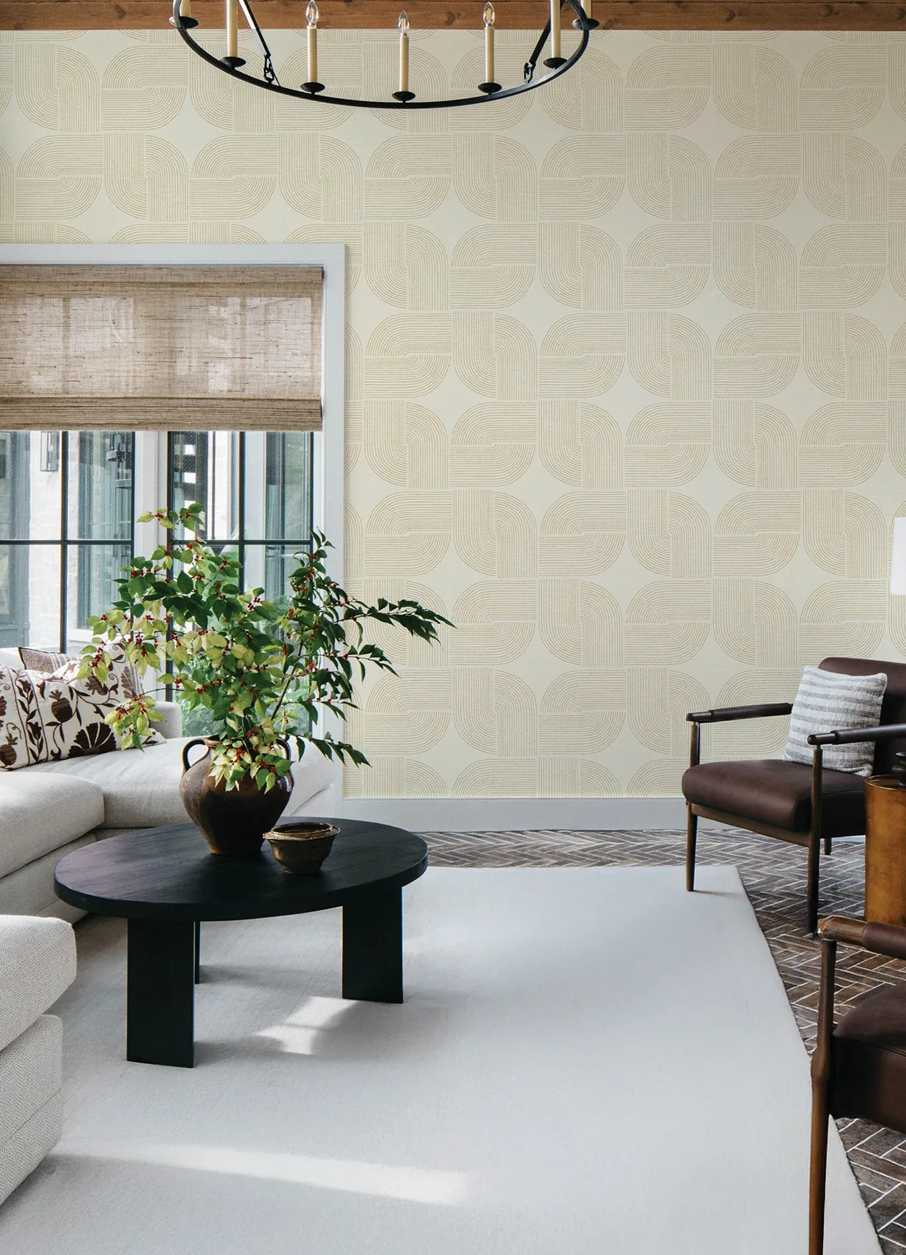 A-Street Prints Savoye Wheat Spiral Arches Wallpaper - SKU 4177-27726