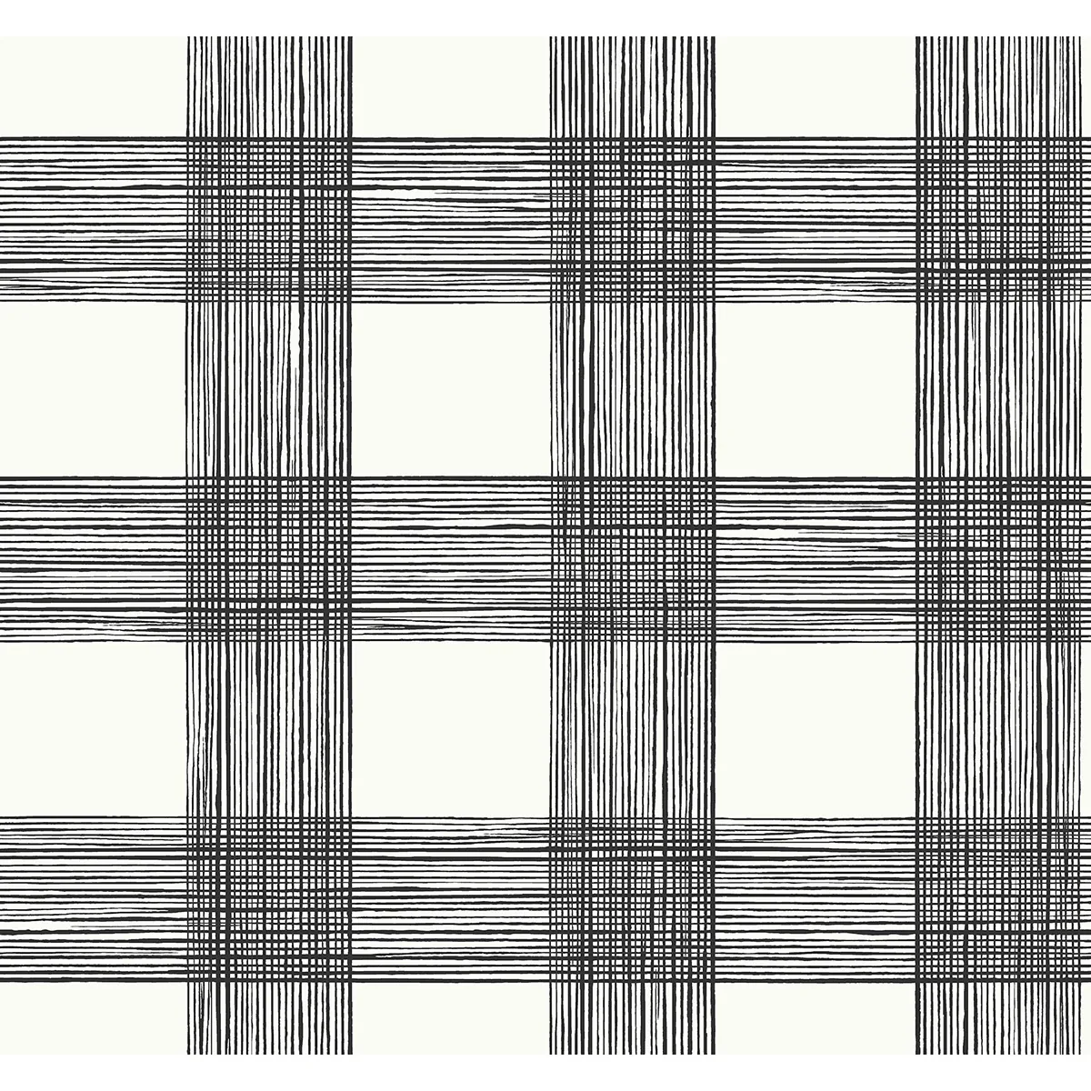 A-Street Prints Scarborough Black Striated Plaid Wallpaper - SKU 2927-80900