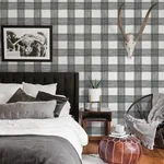 A-Street Prints Scarborough Black Striated Plaid Wallpaper - SKU 2927-80900
