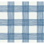 A-Street Prints Scarborough Indigo Striated Plaid Wallpaper - SKU 2927-80902