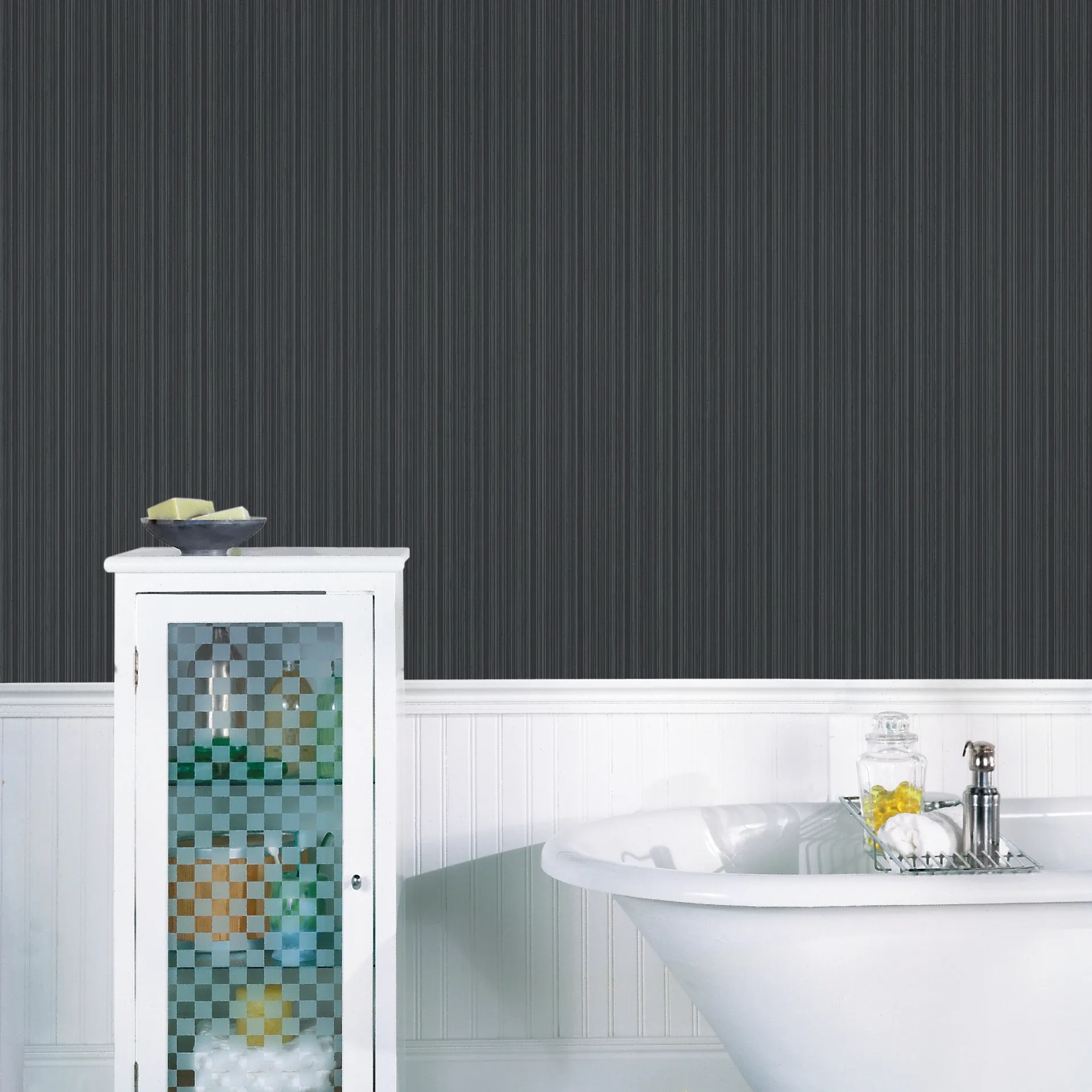 A-Street Prints Sebasco Black Vertical Pinstripe Wallpaper | Wallpaper Twins A-Street Prints Sebasco Black Vertical Pinstripe Wallpaper - SKU 2927-80300
