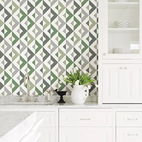 A-Street Prints Seesaw Green Geometric Faux Linen Wallpaper | Wallpaper Twins A-Street Prints Seesaw Green Geometric Faux Linen Wallpaper - SKU 2902-25543