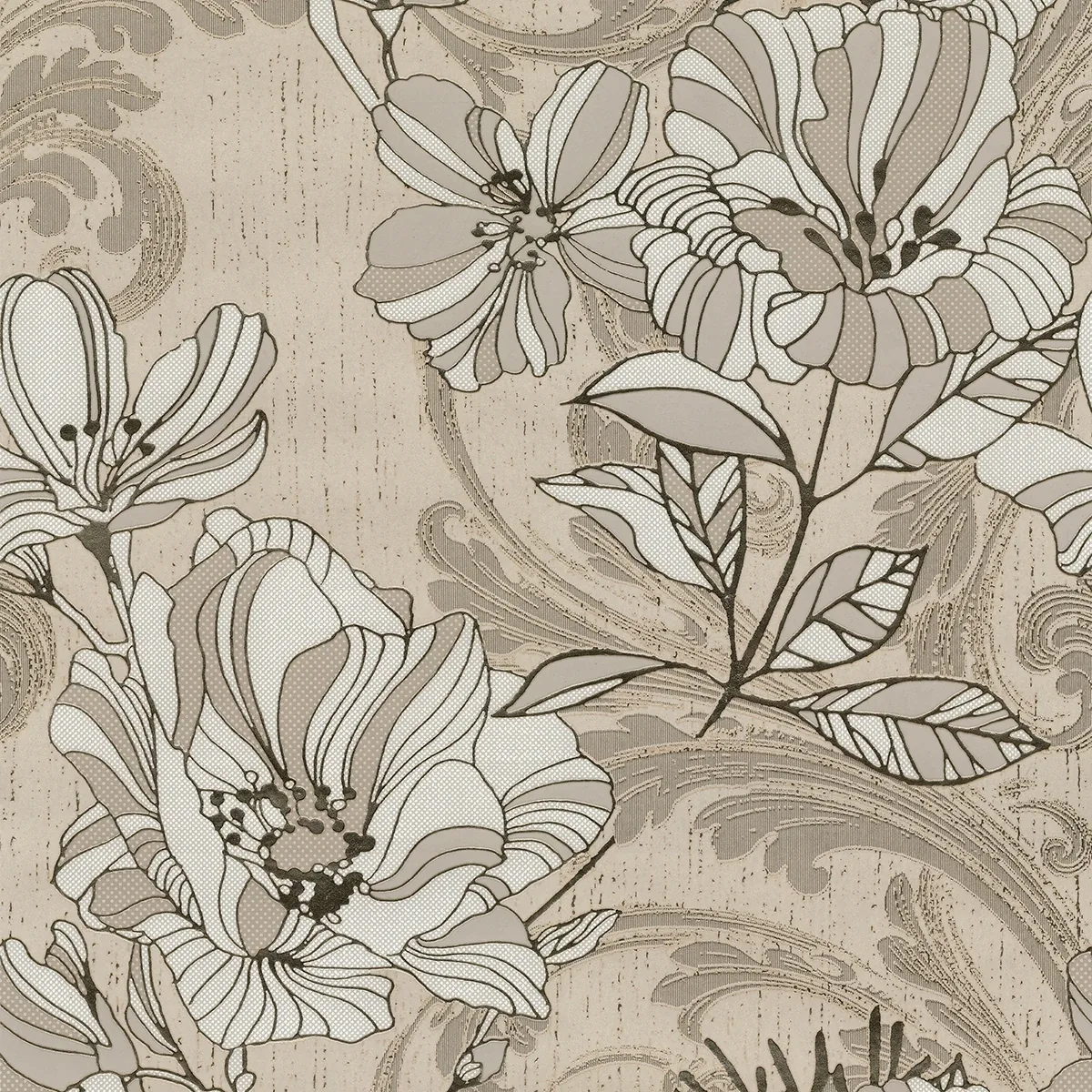 A-Street Prints Selene Gold Mucha Floral Wallpaper - SKU 4019-86402