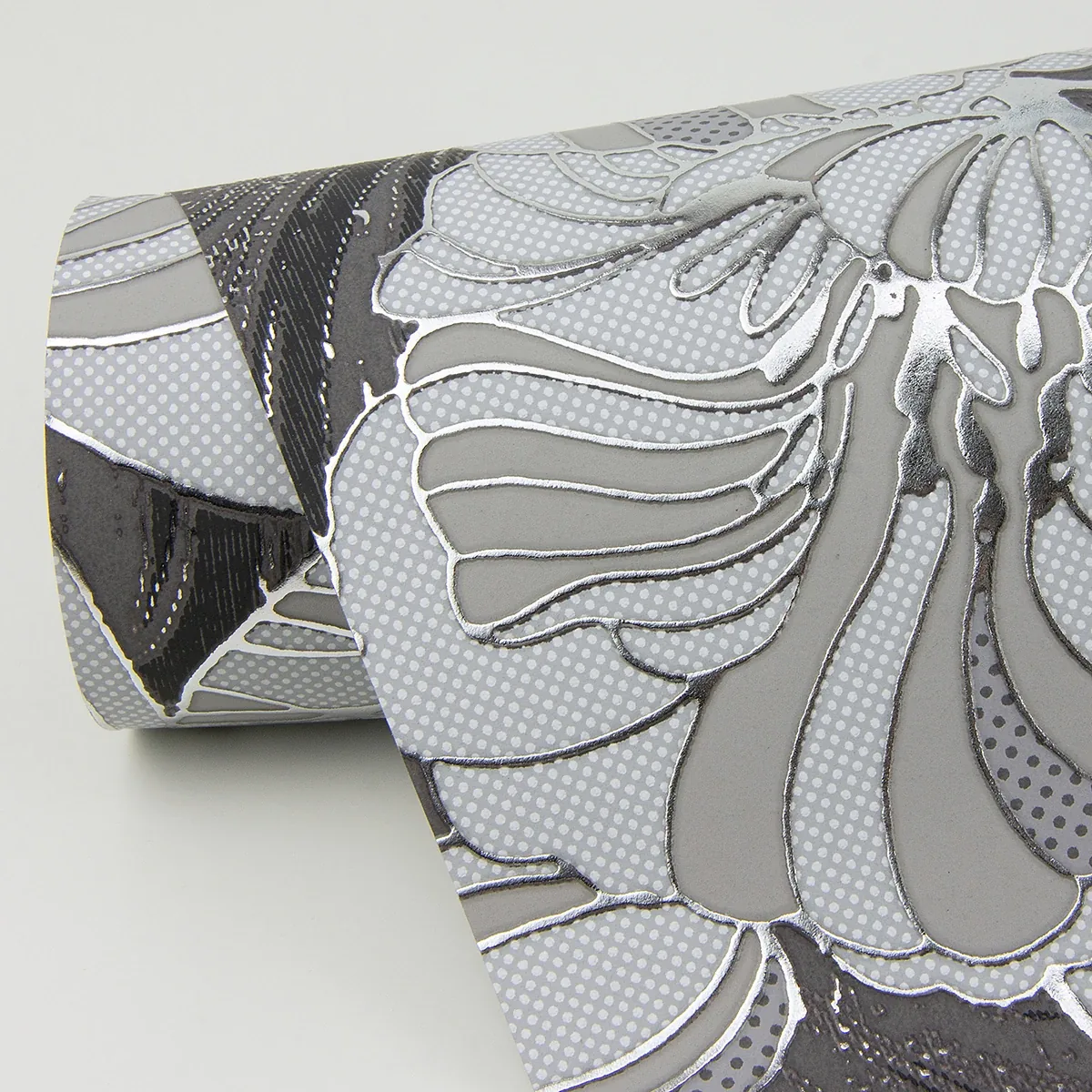 A-Street Prints Selene Silver Mucha Floral Wallpaper - SKU 4019-86401