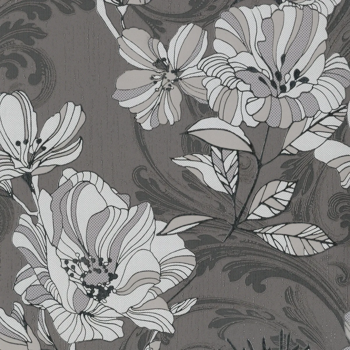 A-Street Prints Selene Silver Mucha Floral Wallpaper - SKU 4019-86401
