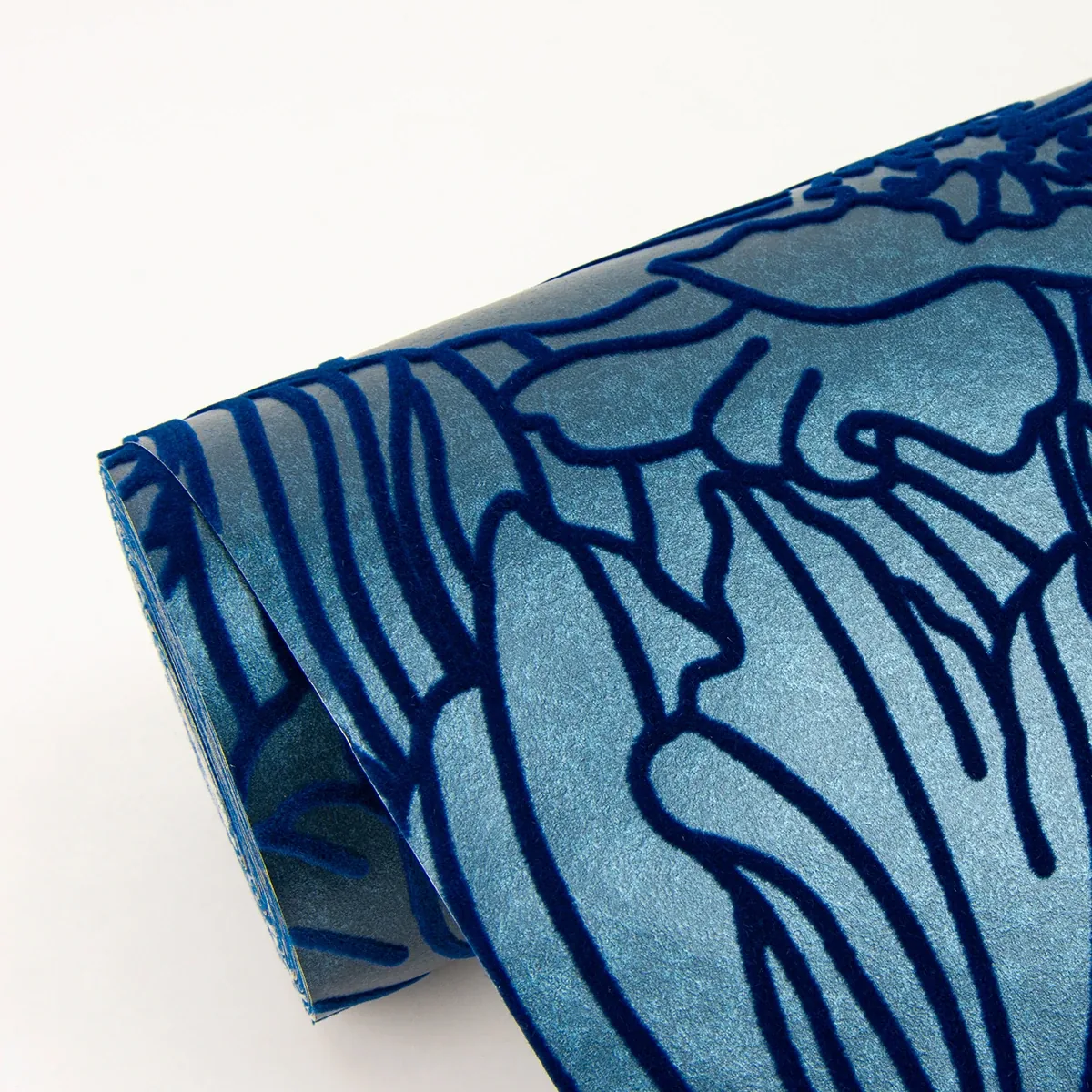 A-Street Prints Selwyn Flock Dark Blue Floral Wallpaper - SKU 2970-87356