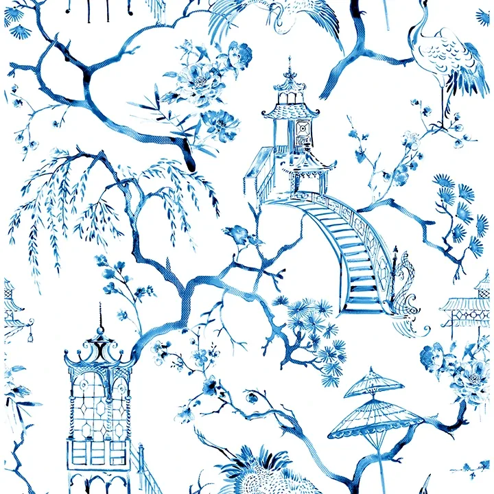 4120-26810 | Serena Blue Chinoiserie Wallpaper