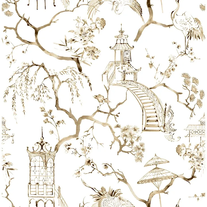 4120-26807 | Serena Coffee Chinoiserie Wallpaper