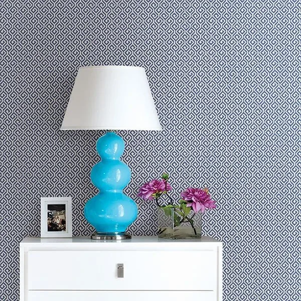 A-Street Prints Sete Denim Greek Key Wallpaper - SKU 2744-24103