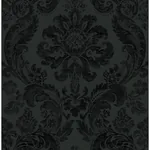 A-Street Prints Shadow Black Flocked Damask Wallpaper - SKU 4147-87391