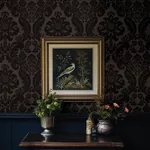 A-Street Prints Shadow Black Flocked Damask Wallpaper - SKU 4147-87391