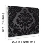A-Street Prints Shadow Black Flocked Damask Wallpaper - SKU 4147-87391