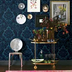 A-Street Prints Shadow Blue Flocked Damask Wallpaper - SKU 2763-87310