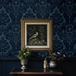 A-Street Prints Shadow Blue Flocked Damask Wallpaper - SKU 4147-87310