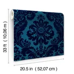 A-Street Prints Shadow Blue Flocked Damask Wallpaper - SKU 4147-87310