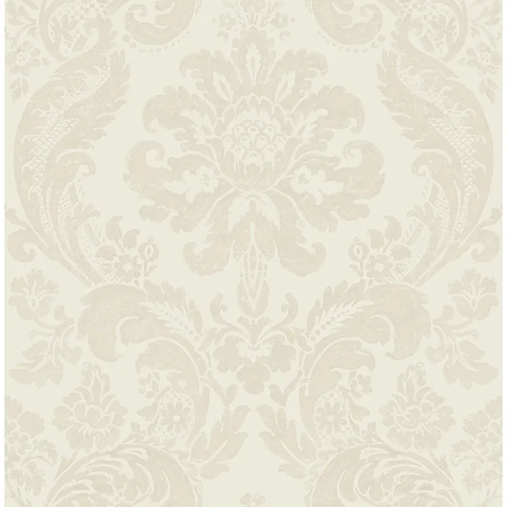 4147-87390 | Shadow Cream Flocked Damask Wallpaper