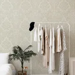 A-Street Prints Shadow Cream Flocked Damask Wallpaper - SKU 4147-87390