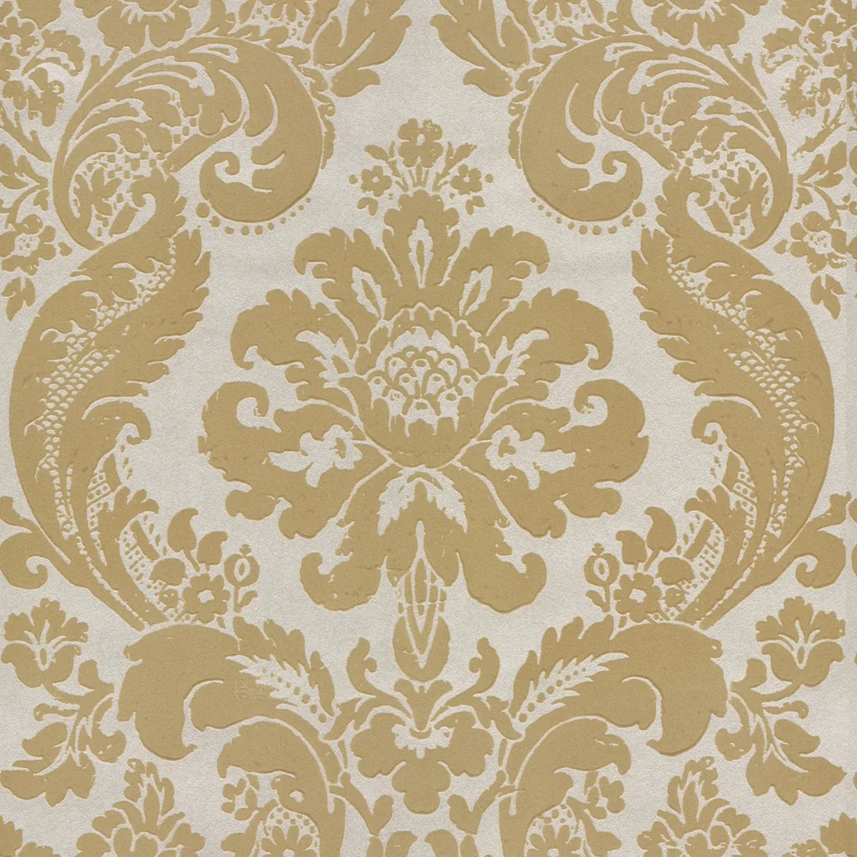 2763-87314 | Shadow Khaki Flocked Damask Wallpaper