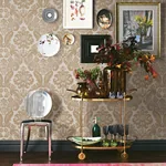 A-Street Prints Shadow Khaki Flocked Damask Wallpaper - SKU 2763-87314