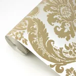 A-Street Prints Shadow Khaki Flocked Damask Wallpaper - SKU 2763-87314