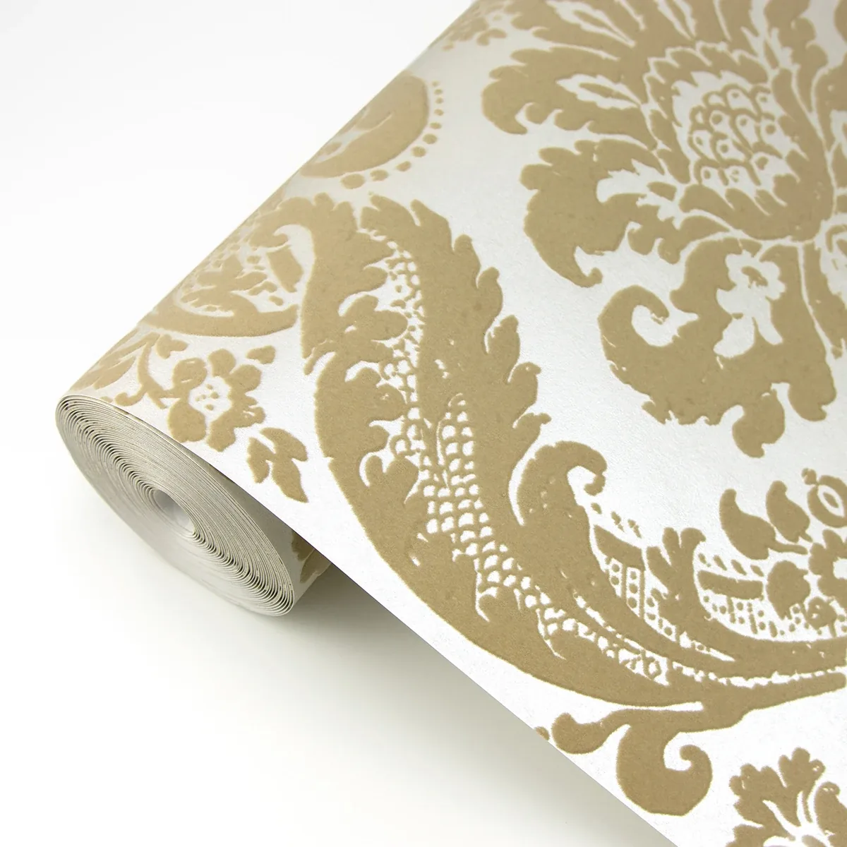 A-Street Prints Shadow Khaki Flocked Damask Wallpaper - SKU 2763-87314