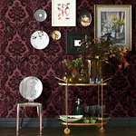 A-Street Prints Shadow Merlot Flocked Damask Wallpaper - SKU 2763-87315