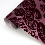 A-Street Prints Shadow Merlot Flocked Damask Wallpaper - SKU 2763-87315
