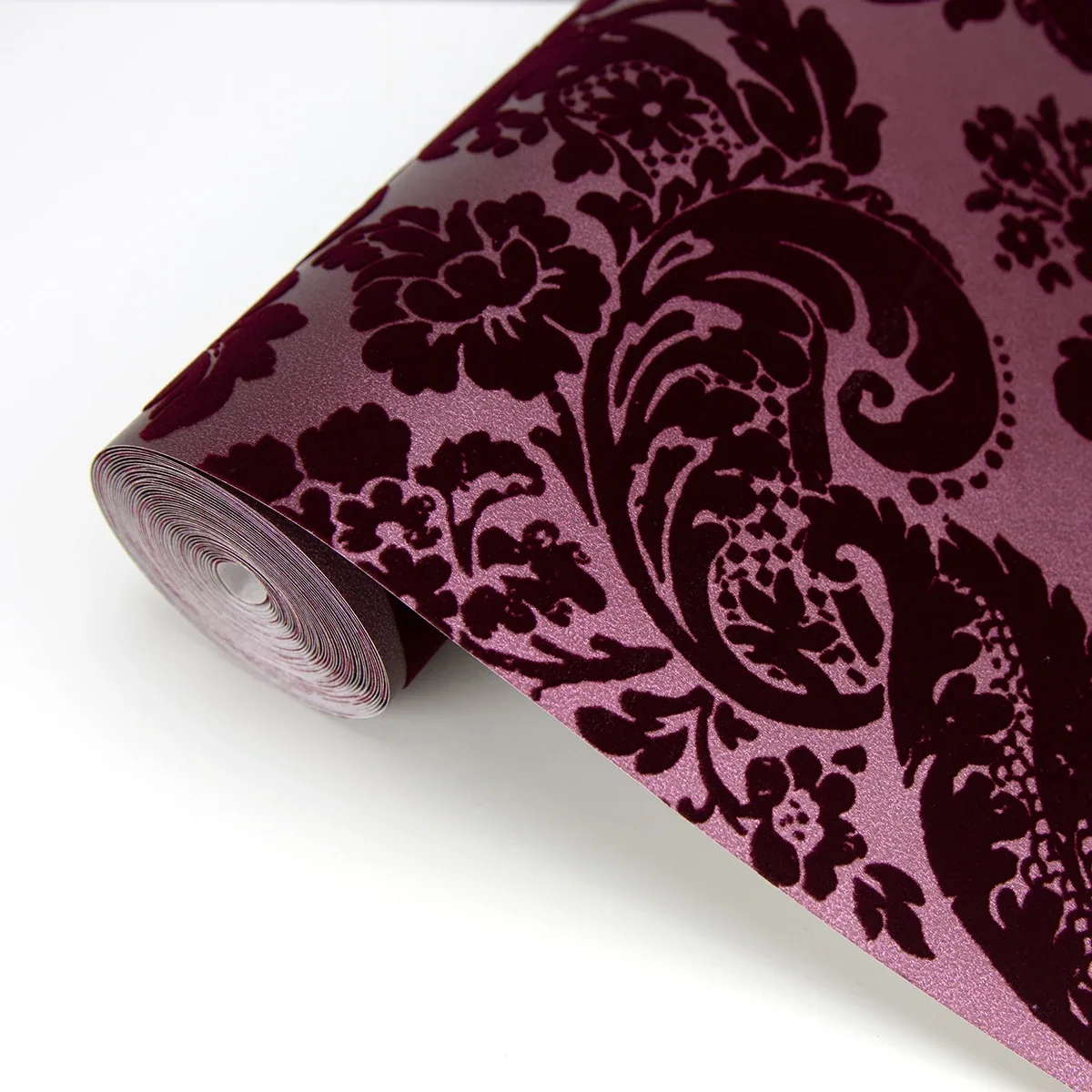 A-Street Prints Shadow Merlot Flocked Damask Wallpaper - SKU 2763-87315