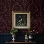 A-Street Prints Shadow Merlot Flocked Damask Wallpaper - SKU 4147-87315