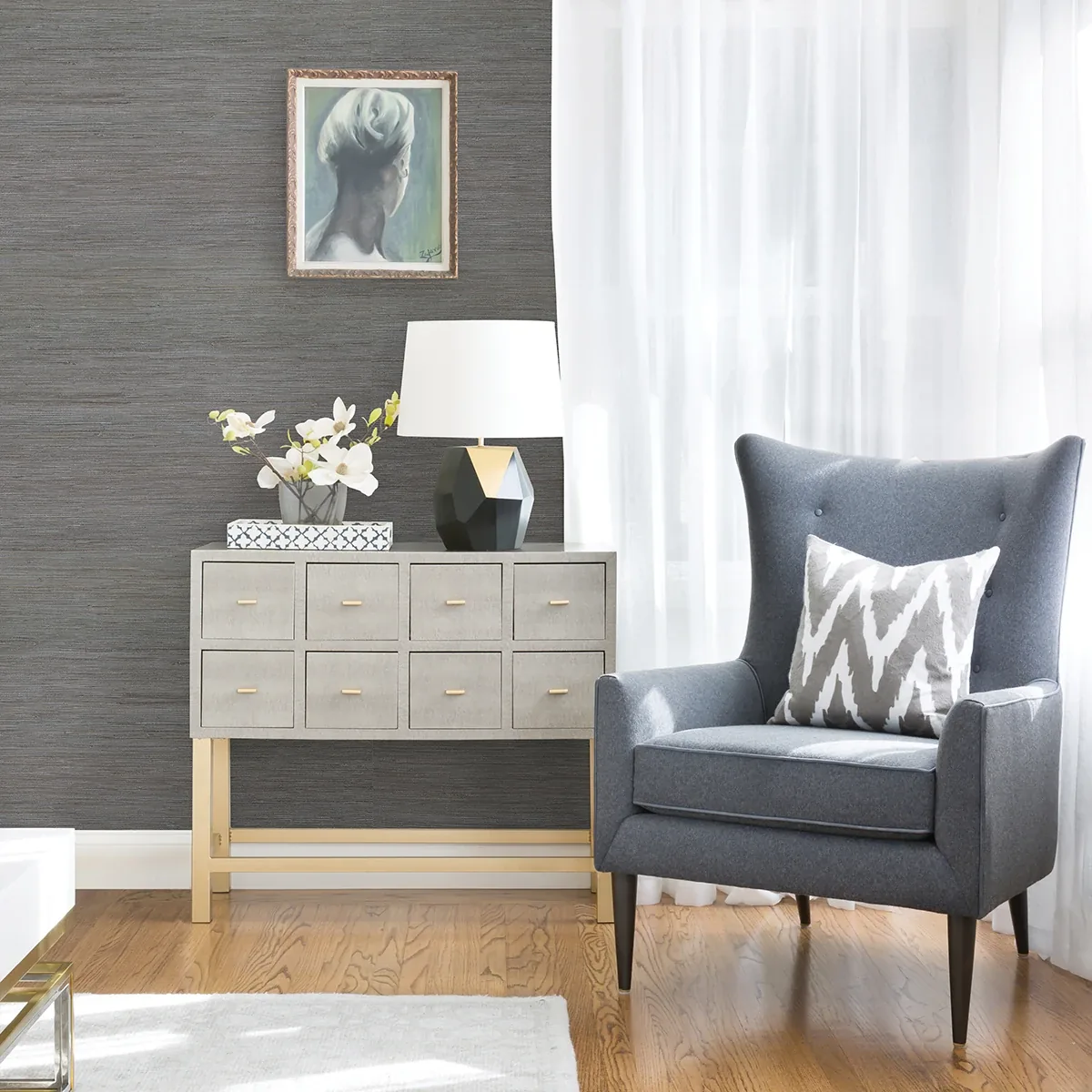 A-Street Prints Shandong Slate Ramie Grasscloth Wallpaper - SKU 2972-80085