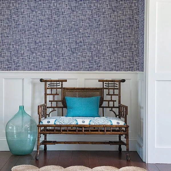A-Street Prints Shanti Blue Grid Wallpaper - SKU 2764-24330