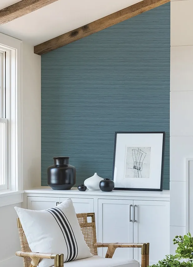 A-Street Prints Shantung Blue Silk Wallpaper - SKU 2988-70102