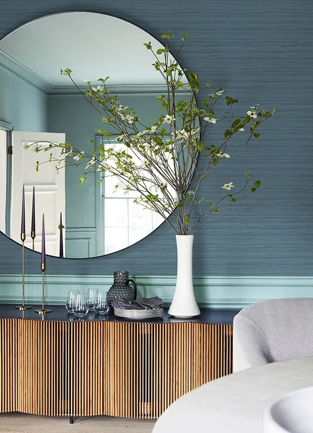 A-Street Prints Shantung Blue Silk Wallpaper - SKU 2988-70102