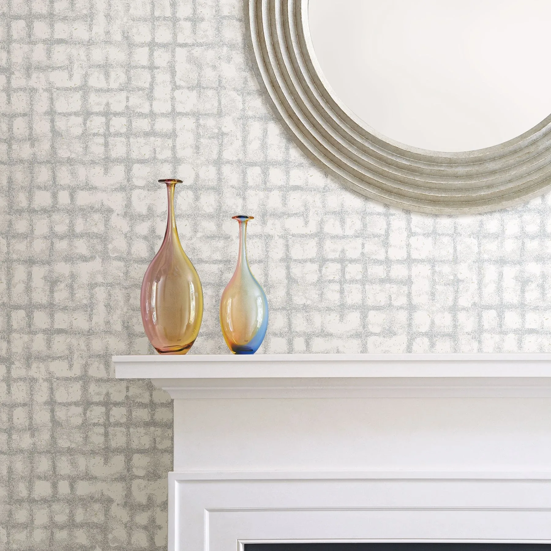 A-Street Prints Shea Light Grey Distressed Geometric Wallpaper - SKU 2964-87348