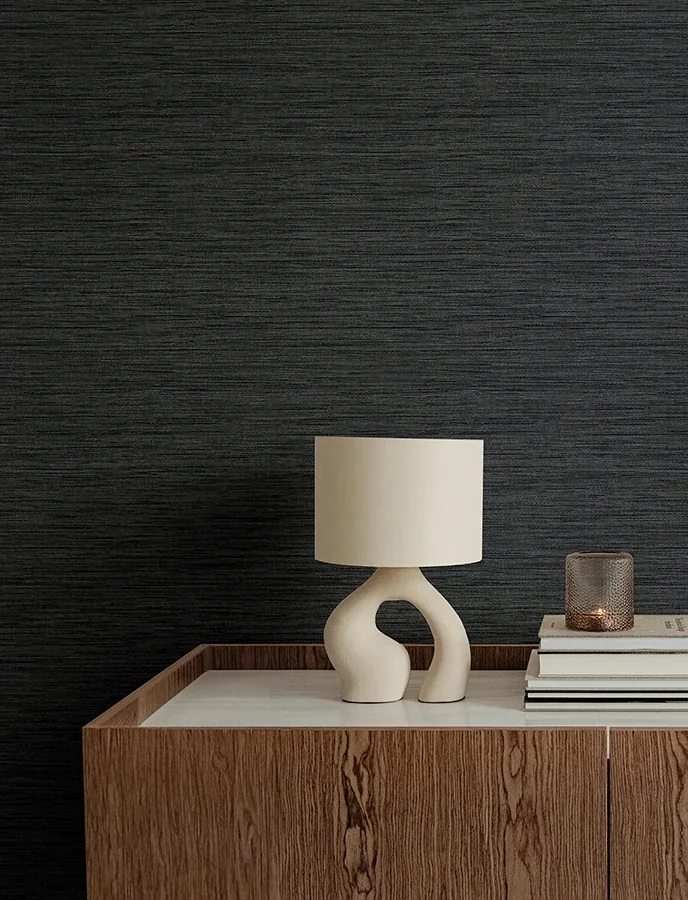 A-Street Prints Sheehan Black Faux Grasscloth Wallpaper - SKU 4141-27166