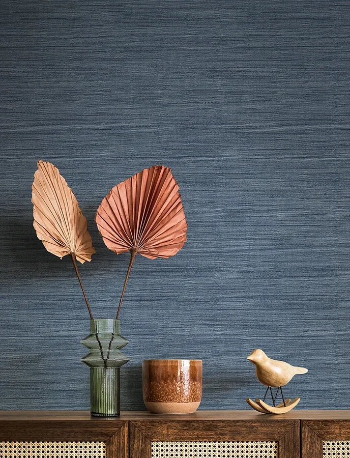 A-Street Prints Sheehan Denim Faux Grasscloth Wallpaper | Wallpaper Twins A-Street Prints Sheehan Denim Faux Grasscloth Wallpaper - SKU 4141-27165