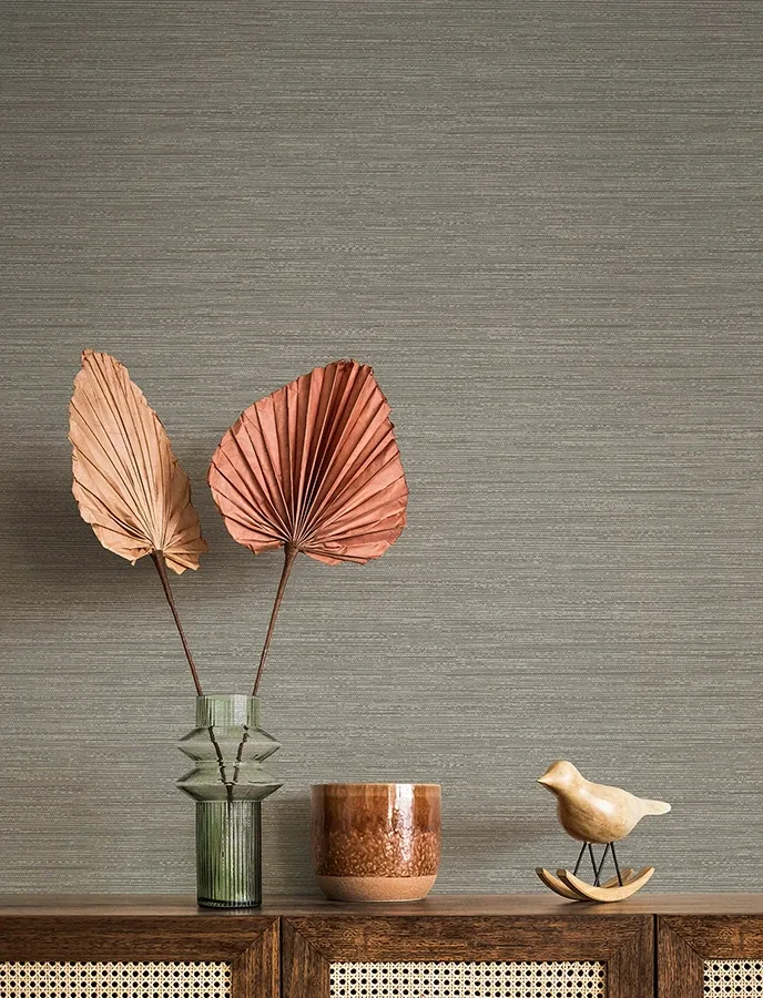 A-Street Prints Sheehan Grey Faux Grasscloth Wallpaper - SKU 4141-27171
