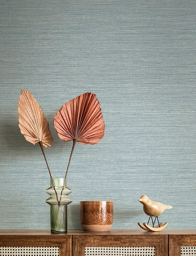 A-Street Prints Sheehan Light Blue Faux Grasscloth Wallpaper - SKU 4141-27162