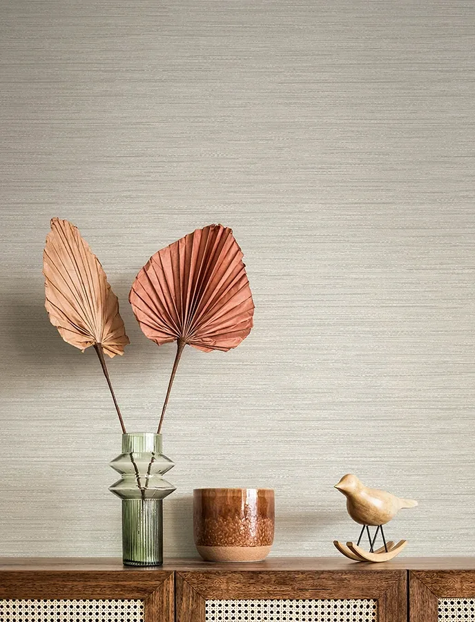 A-Street Prints Sheehan Silver Faux Grasscloth Wallpaper - SKU 4141-27170