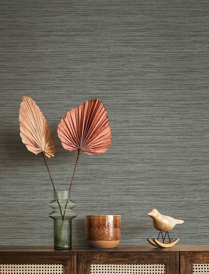 A-Street Prints Sheehan Stone Faux Grasscloth Wallpaper - SKU 4141-27167