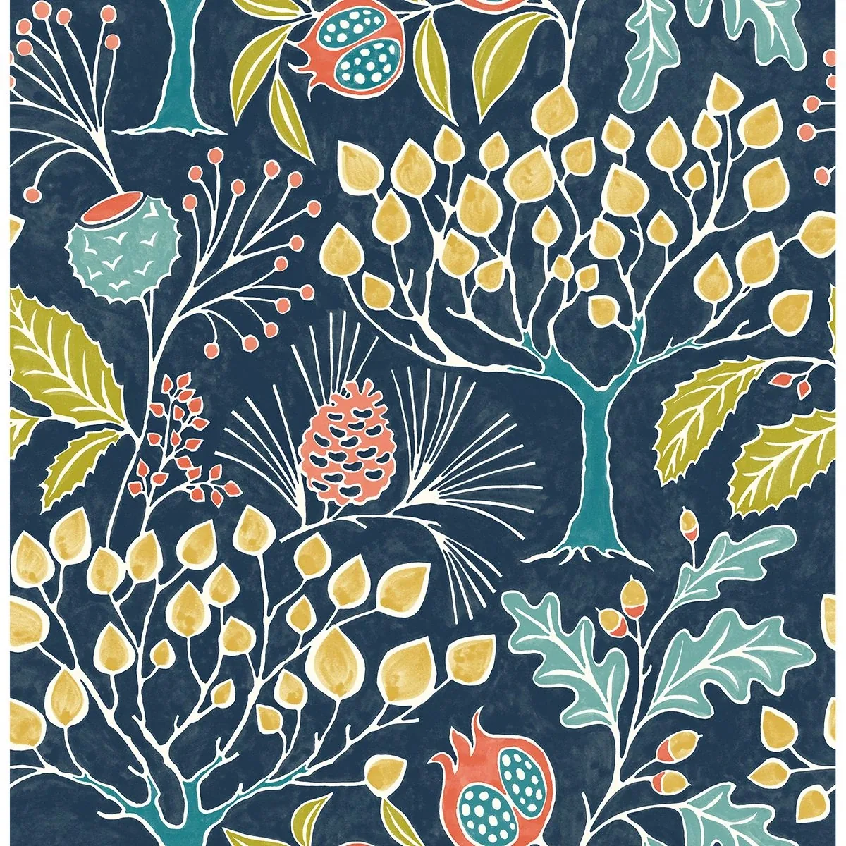 A-Street Prints Shiloh Navy Botanical Wallpaper - SKU 2903-25830
