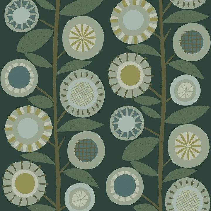 A-Street Prints Sisu Evergreen Floral Geometric Wallpaper - SKU 4066-26551