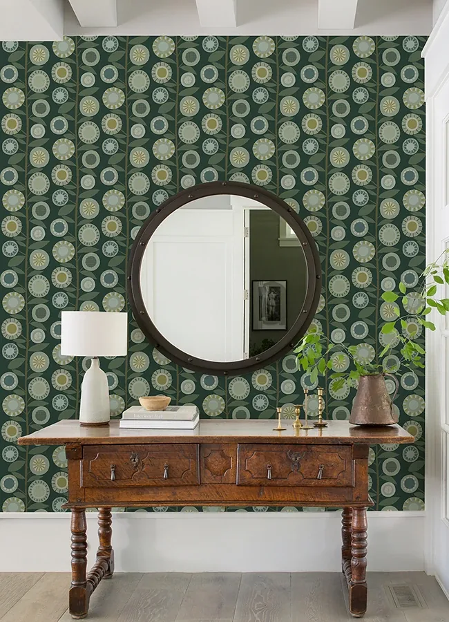 A-Street Prints Sisu Evergreen Floral Geometric Wallpaper | Wallpaper Twins A-Street Prints Sisu Evergreen Floral Geometric Wallpaper - SKU 4066-26551