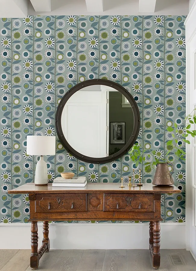 A-Street Prints Sisu Light Blue Floral Geometric Wallpaper | Wallpaper Twins A-Street Prints Sisu Light Blue Floral Geometric Wallpaper - SKU 4066-26554