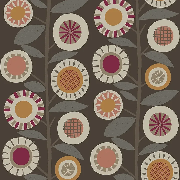 4066-26552 | Sisu Raspberry Floral Geometric Wallpaper